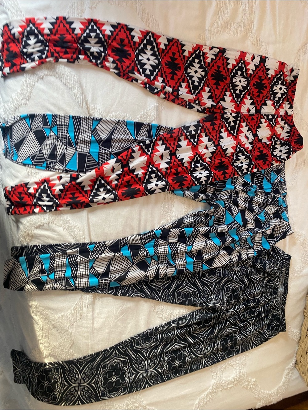 Patterned Women's Leggings - Red, Black & Blue Variety Pack